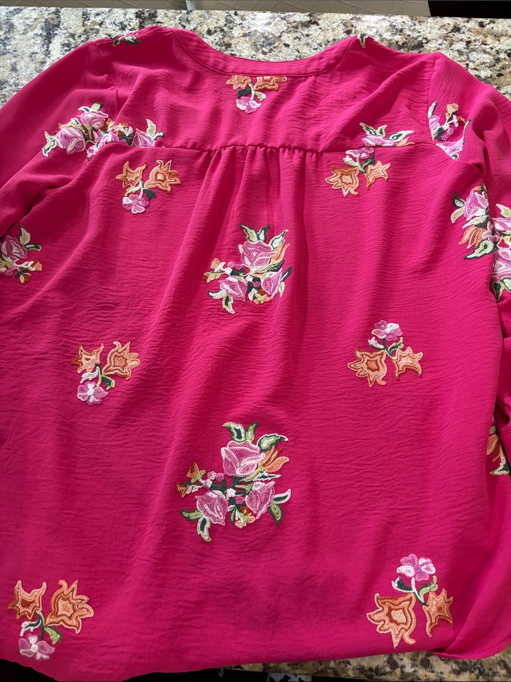 fig and flower Hot Pink Floral Embroidered Button-Front Top - Picture 5 of 6